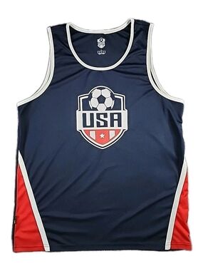 USA Navy Blue Booter Tank Large Soccer Jersey Style Top Athletic Unisex MXMC457S